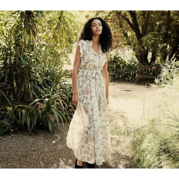 💕DOEN💕 Carnation Dress ~ Salt Summer Floral Print  XS NWOT *Missing Waist Tie" - Picture 2 of 16